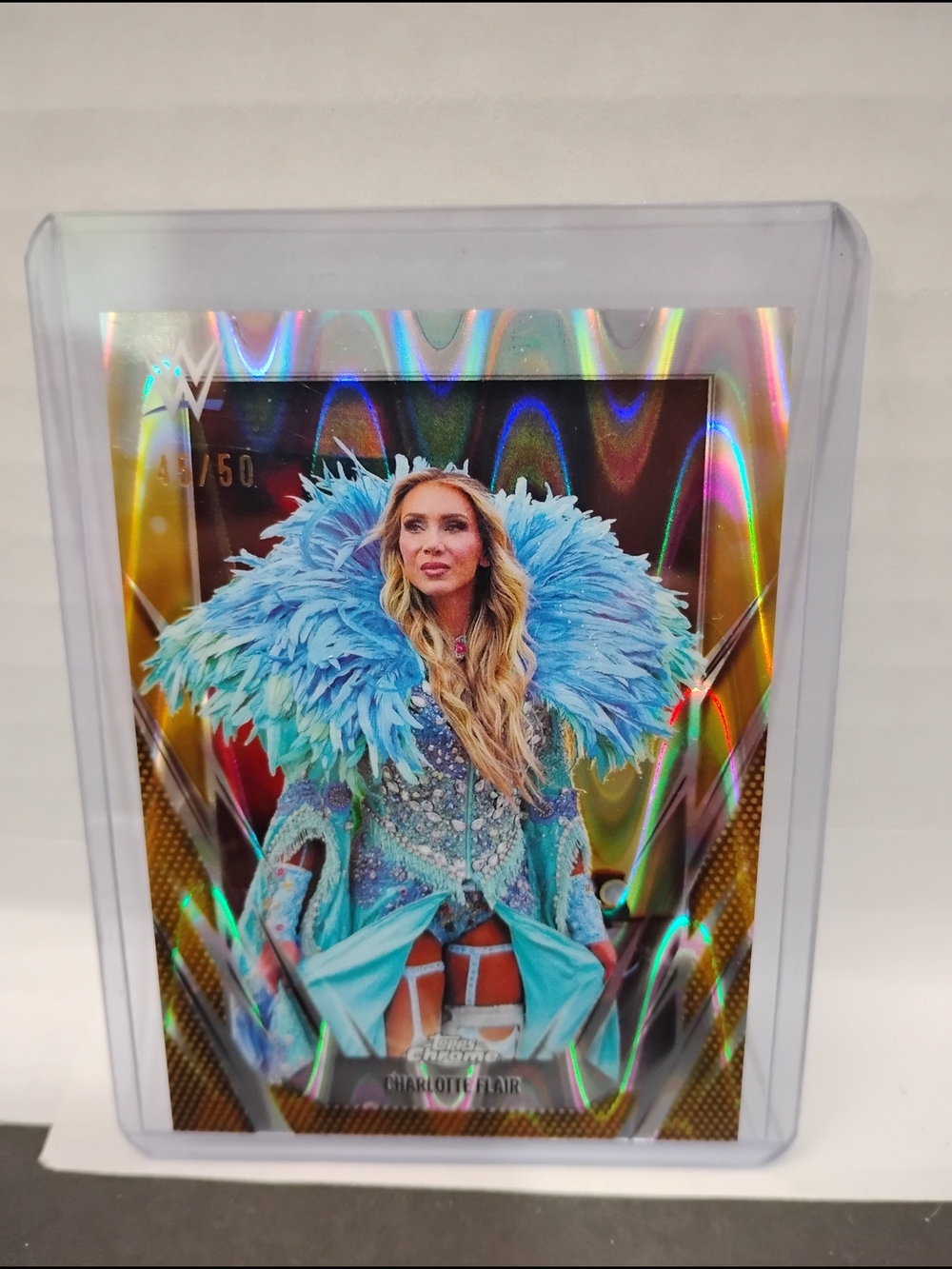 2026 Topps Chrome WWE CHARLOTTE FLAIR #89 Gold Geometric Refractor 45/50